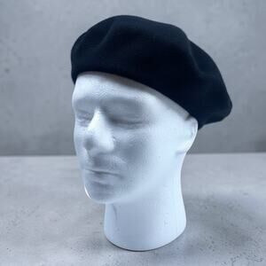 Vintage Beret BASQUE 100% Wool Black Hat Made In France